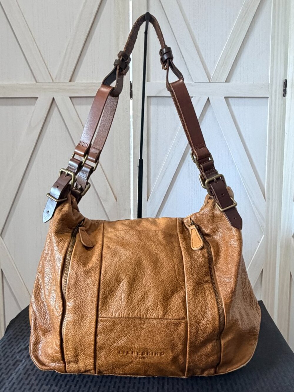 Liebeskind Berlin Cognac Brown Leather Hobo Shoulder Bag Large